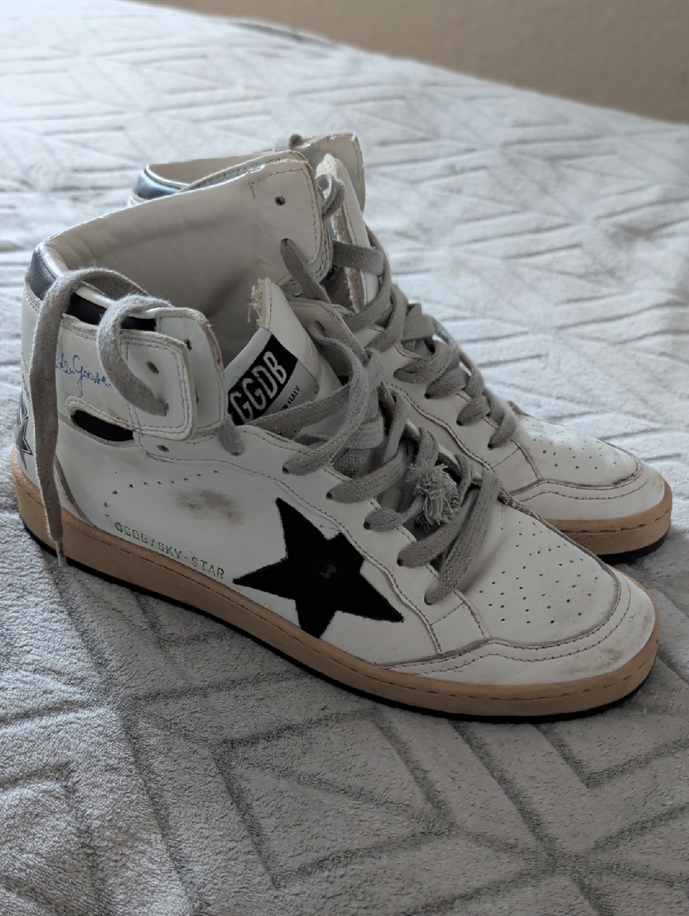 Golden Goose White & Black High-Top Sneakers